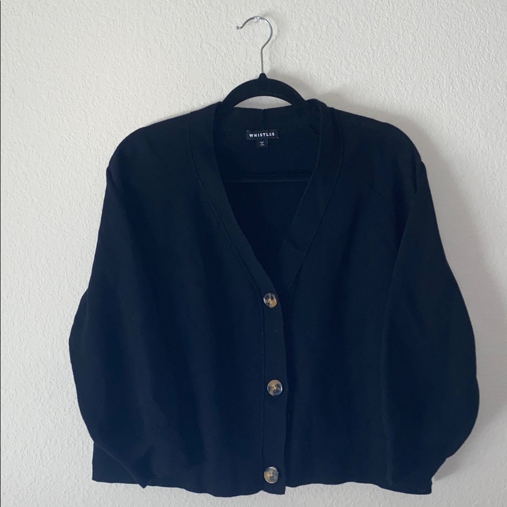 🪼Whistles Black Button Through Cardigan with Tort Buttons! - Picture 8 of 12